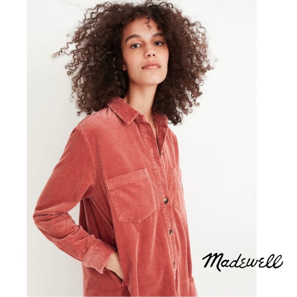 Madewell Brick-Colored Corduroy Button-Up
